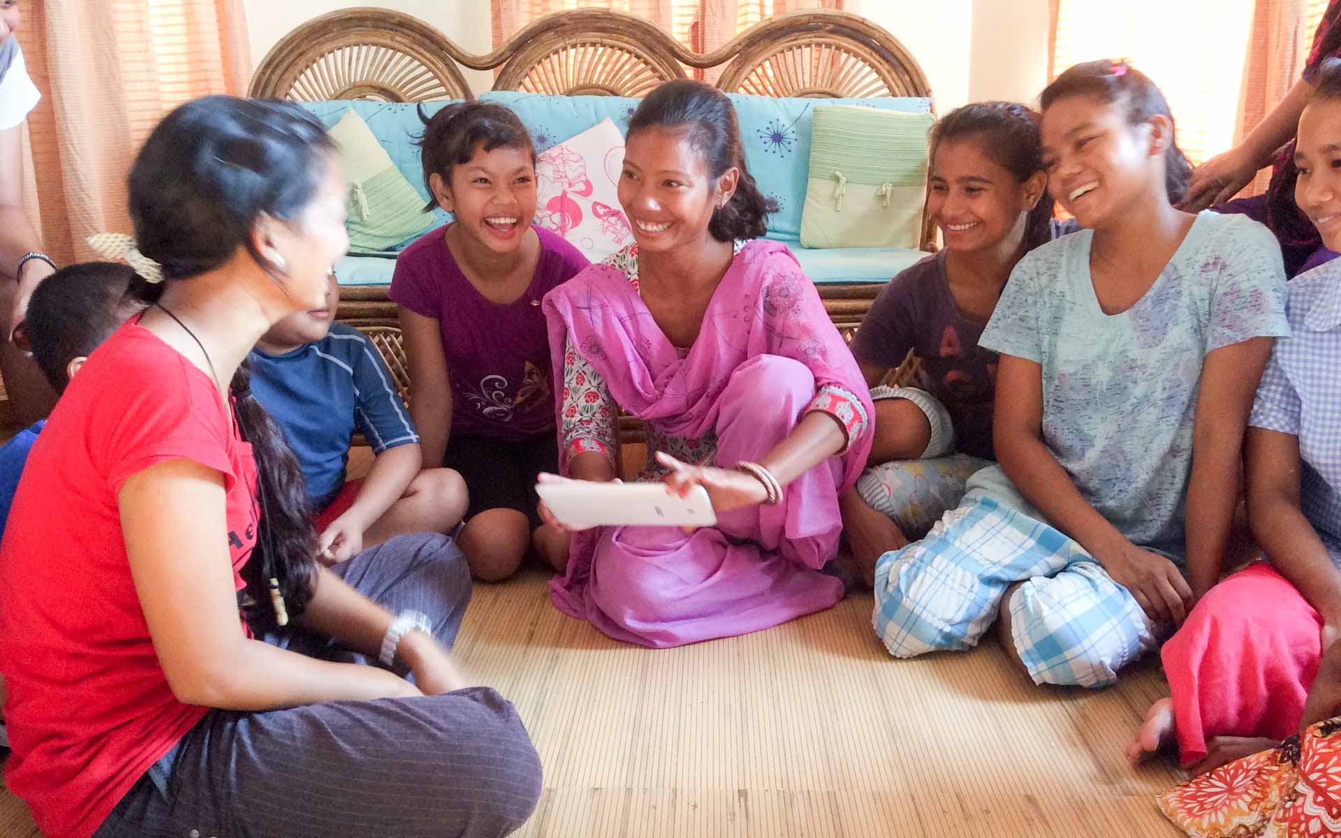 nepal project students and tablet